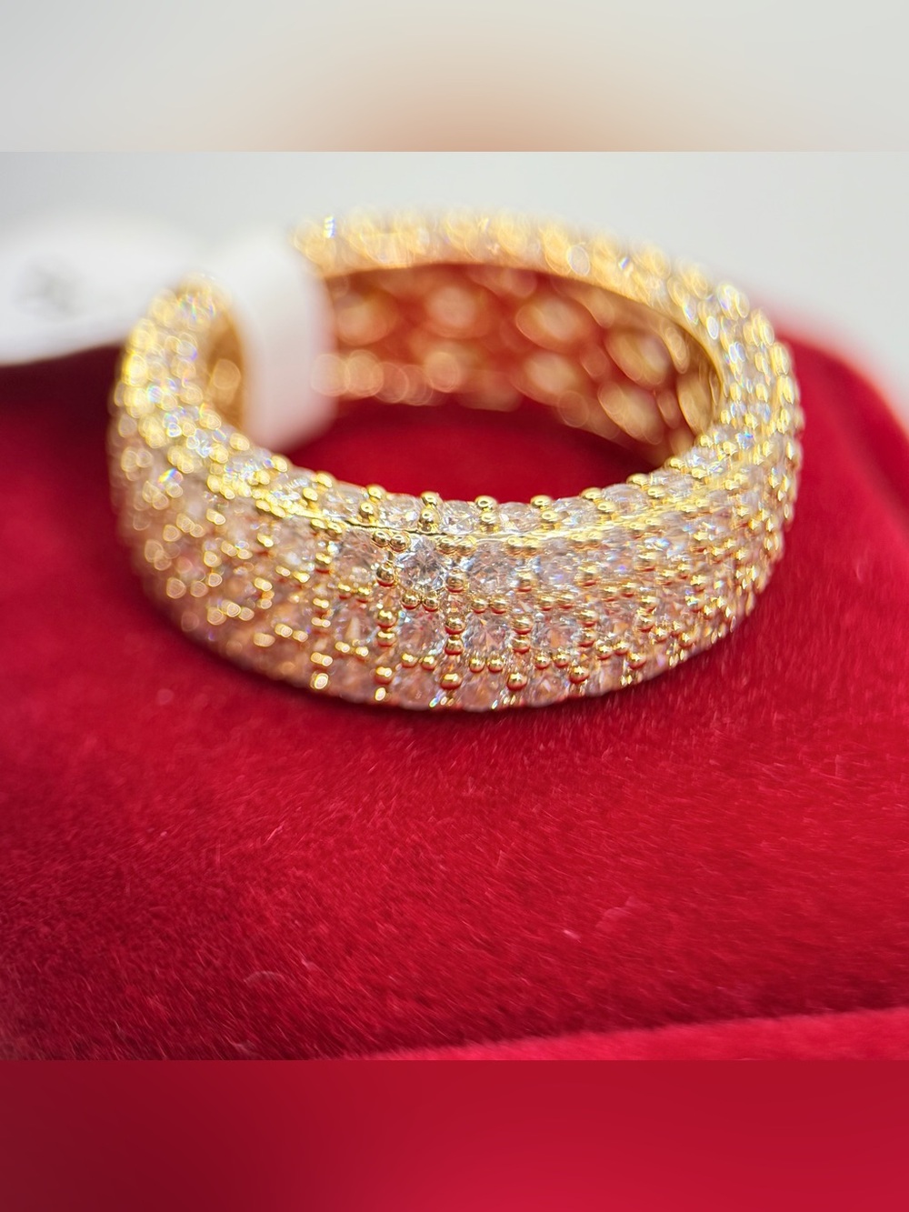 Gold‑Tone Multi‑Row Sparkle Ring • Size 8 • Includes Ring Box